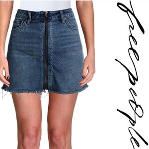 Free People Zip It Up Denim Mini Skirt